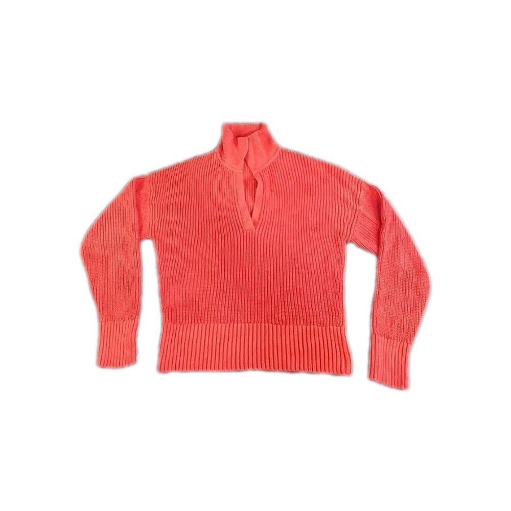 J.Crew Knit Sweater Sz M Orange Women’s 100% Cotton Ribbed Cuff Vintage C22